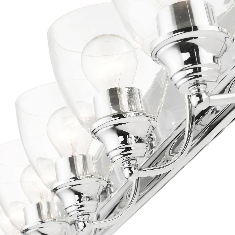 Polished Chrome 6-Light Vanity with Clear Glass Shades