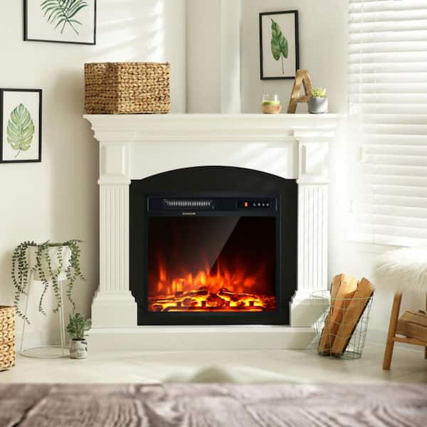 18 in. 750W/1500W Freestanding and Recessed Electric Fireplace Insert Heater w 5 Flame, Remote Control