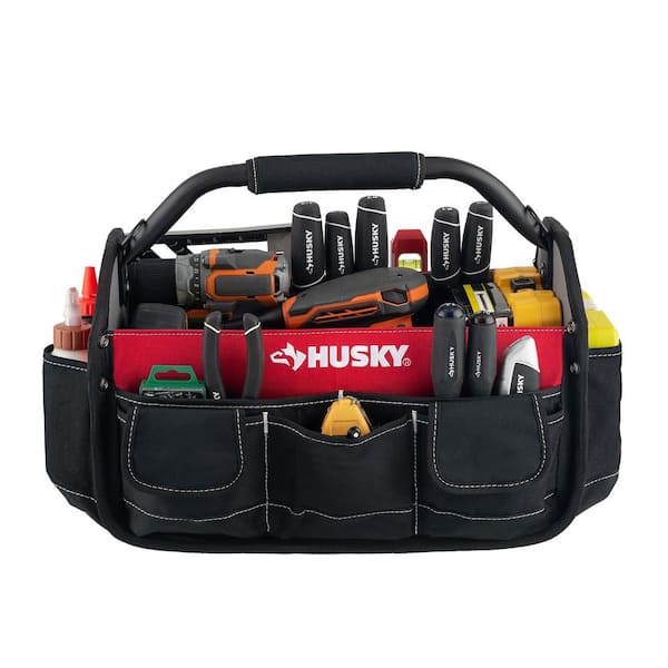 Husky 15 All Purpose Pockets Tote Tool Bag with handles SKU 142
