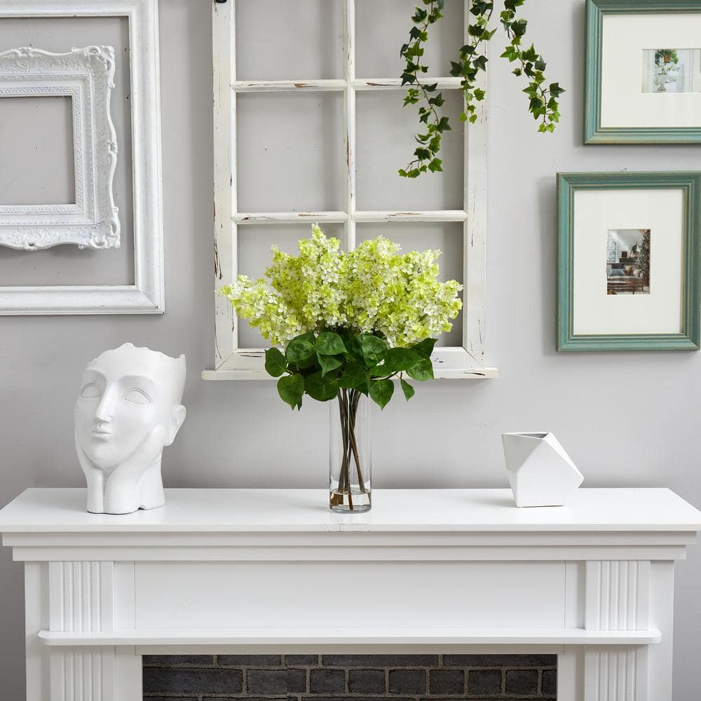 24-inch Artificial Lilac Arrangement with Clear Glass Cylinder Vase