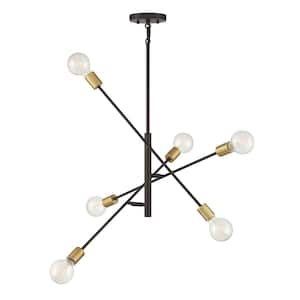 26 in. W x 12 in. H 6-Light Oil Rubbed Bronze Chandelier with Adjustable Arms