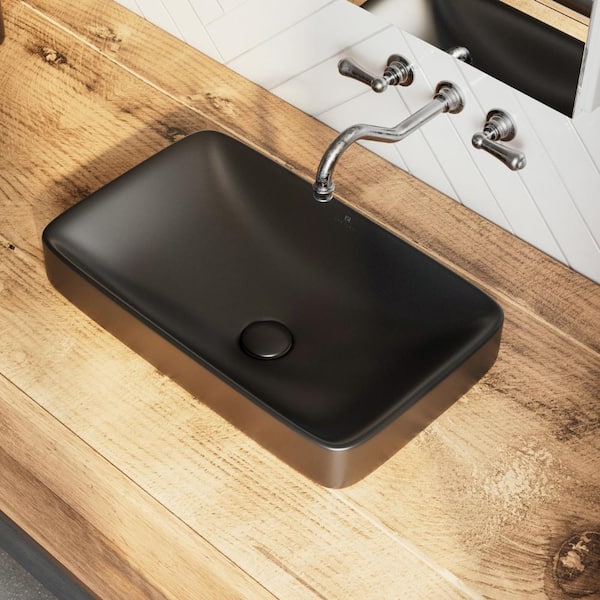 Los Flexi 19 in. Drop-In Bathroom Sink Rectangle in Matte Black