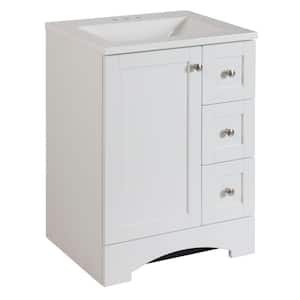 Lancaster 25 in. W x 19 in. D x 35 in. H Single Sink Freestanding Bath Vanity in White with White Cultured Marble Top