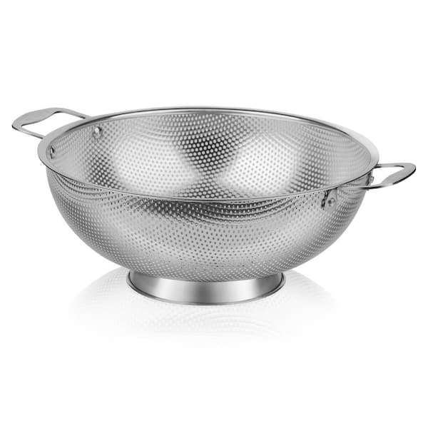 6 qt. Colander, Stainless Steel Mesh Strainer for Kitchen, Food Sieve with Handles, Self-draining Solid Ring Base