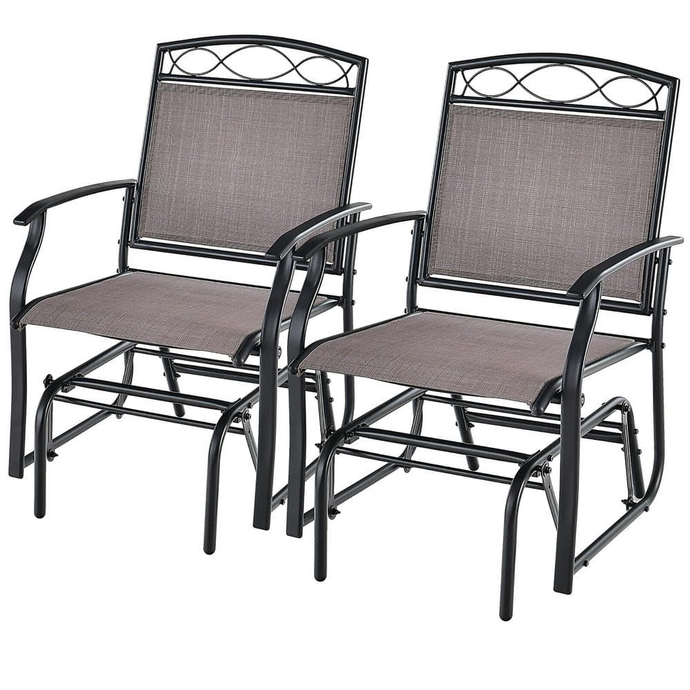 Gymax Patio Swing Metal Outdoor Glider Chairs Set of 2 Armchairs Garden