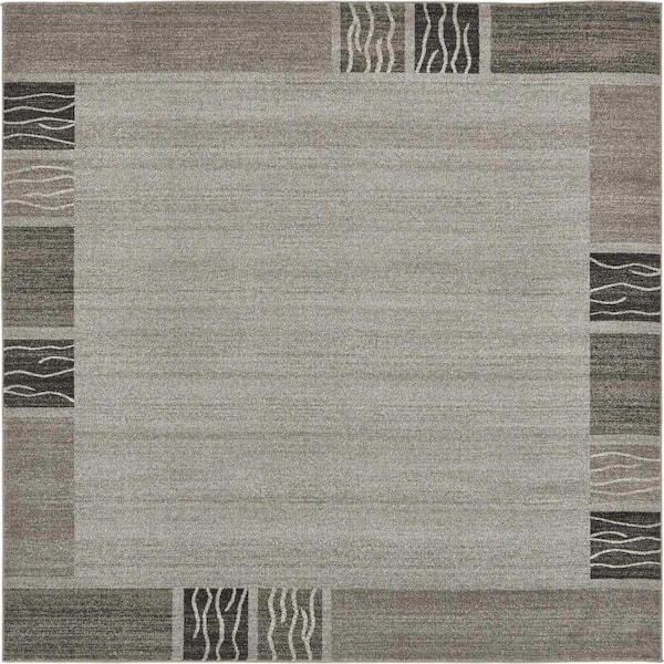 Unique Loom Del Mar Sarah Light Gray 8' 0 x 8' 0 Square Rug