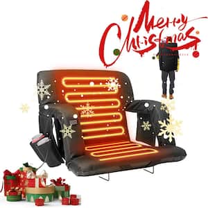 21 in. Double Heated Stadium Seat Portable Dual-side Heated Bleacher Seats with 6 Reclinng Positions, 2-Pack