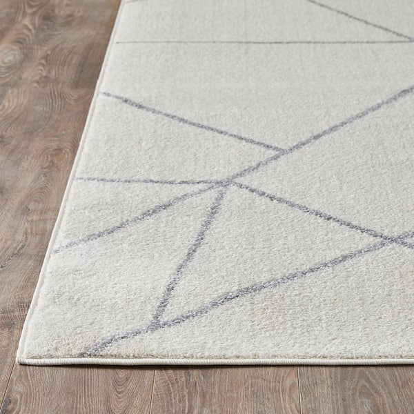 Kissandrah Bixelm Cream 9 ft. 10 in. x 12 ft. 10 in. Geometric Polypropylene Area Rug