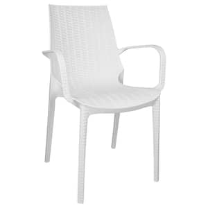 Kent Plastic Outdoor Dining Arm Chair in White