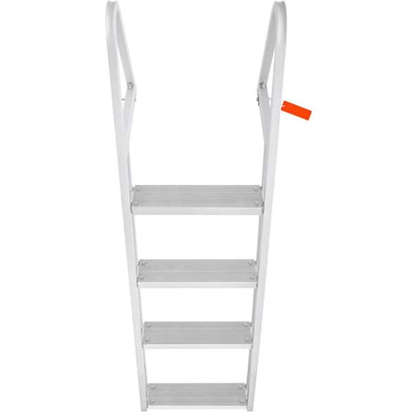 Retractable Dock Ladder 4-Steps 3.1 in. Wide Standard Adjustable Swim Ladder Aluminum 350 Lbs Load, Dock Ladder