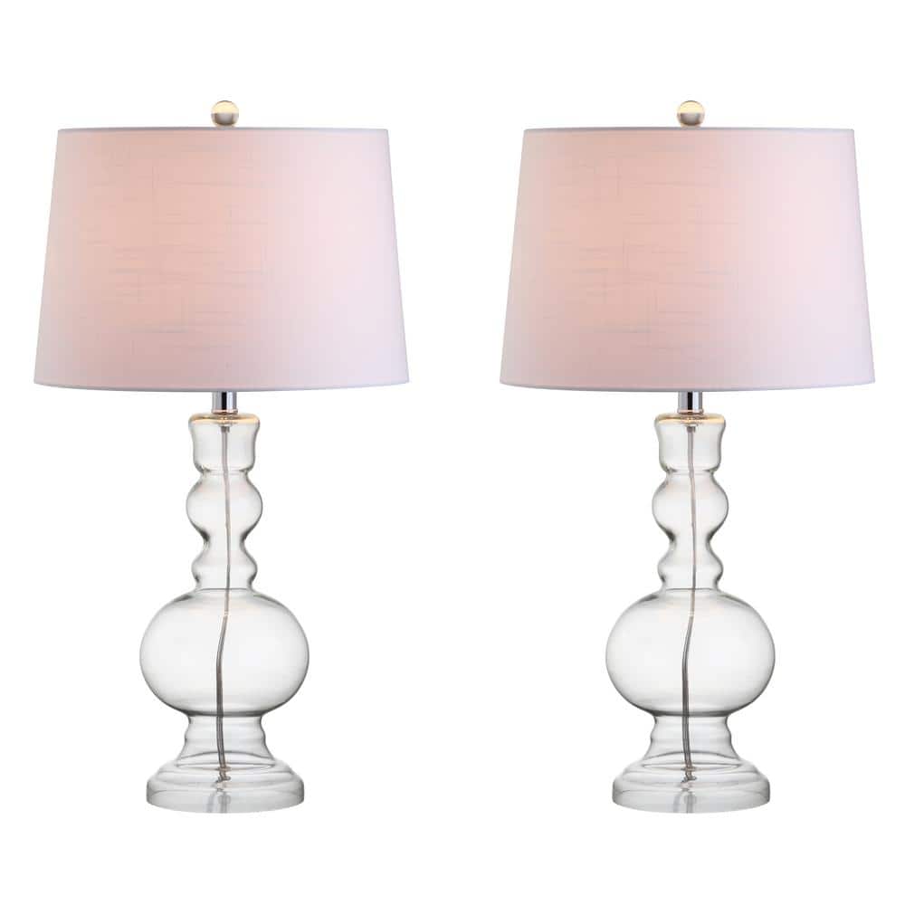 Genie 28.5" Clear Glass and White Linen Shade Table Lamp Set