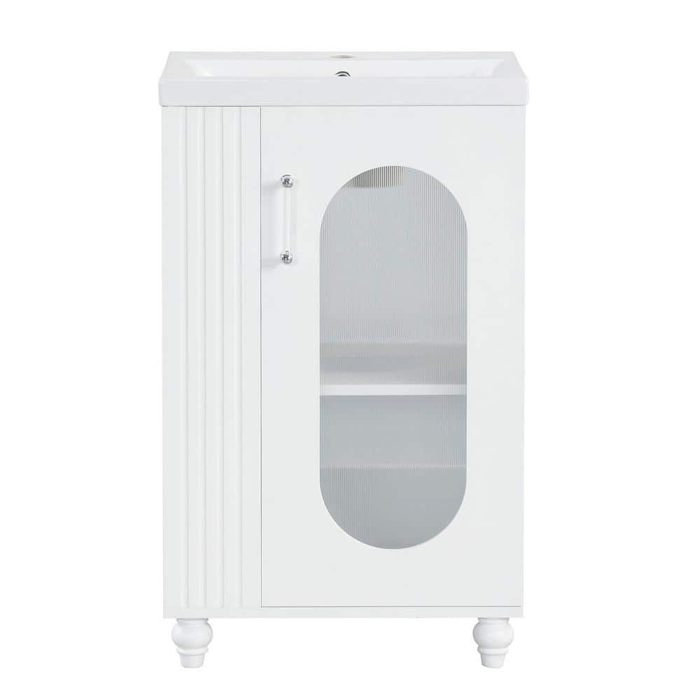 20 in. W x 15.6 in. D x 30 in. H Freestanding Bath Vanity in White with Whi