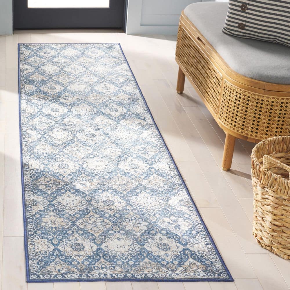 Orlando 2 ft. x 8 ft. Blue/Beige Coastal Traditional Persian Floral Washable Runner Rug price history on PriceWatchPro