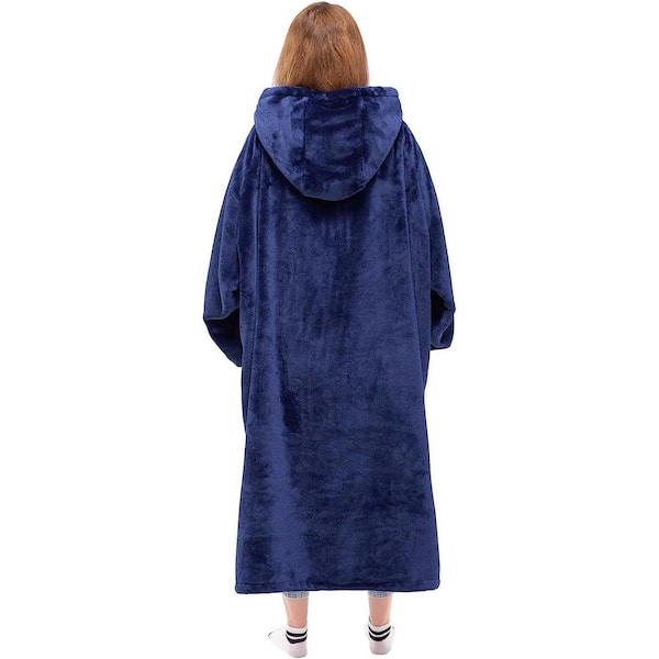 Shatex Blue Wearable Blanket with Sleeves Soft Fleece Snuggle Blanket with  Arms Cozy Warm Fuzzy Flannel Throw Blanket LRTLMWYB - The Home Depot