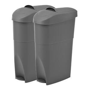 Gray Step-On Waste Basket Container Sanitary Napkin Receptacle (2-Pack)