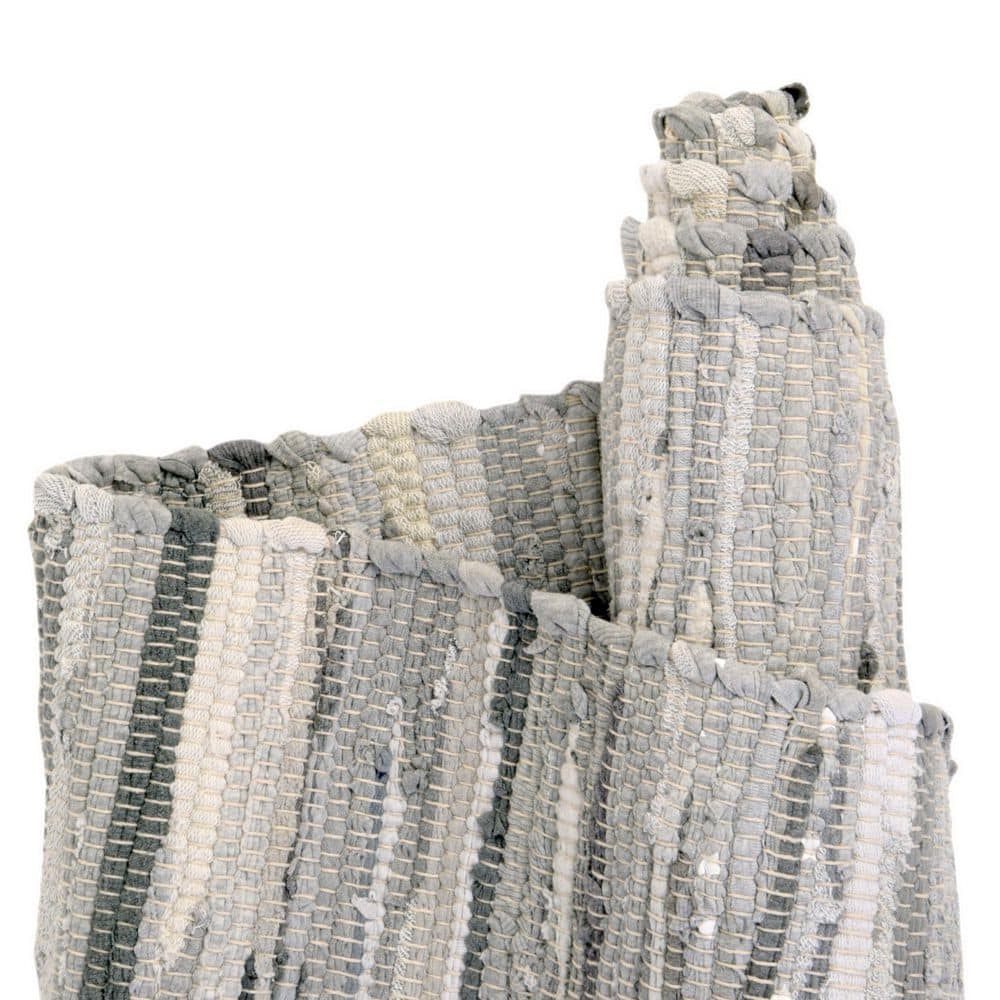 Handmade Gray Stripe Cotton Reversible Runner Rug