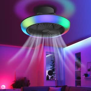 1.5 ft. White Indoor RGB Dimmable LED Enclosed Ceiling Fans for Kids Room