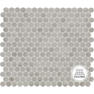 Restore Silver Stone 11 in. x 13 in. Glazed Ceramic Penny Round Mosaic Tile (1.06 sq. ft./each)