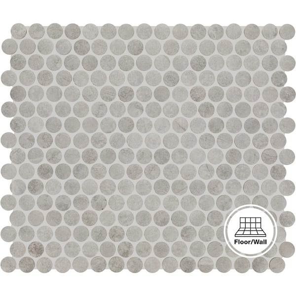 Daltile Restore Silver Stone 11 in. x 13 in. Glazed Ceramic Penny Round Mosaic Tile (10.6 sq. ft./Case)
