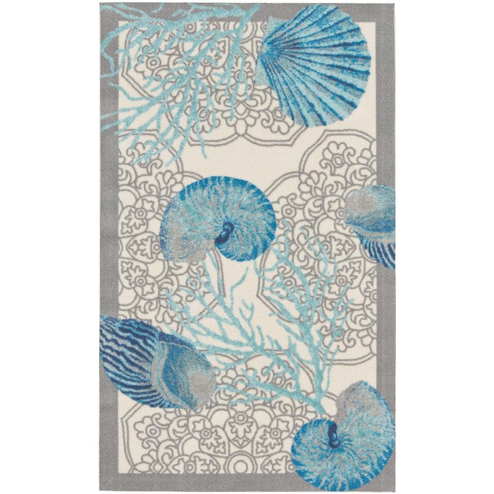 Waverly Sun N' Shade doormat 2 ft. x 4 ft. Floral Geometric ...