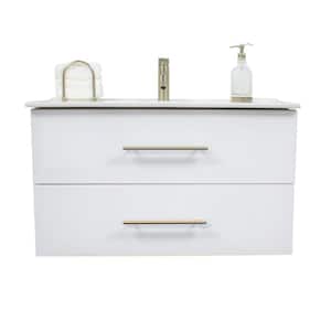Napa 36 in. W x 18 in. D Floating Bath Vanity in Glossy White with Ceramic Vanity Top in White with White Basin