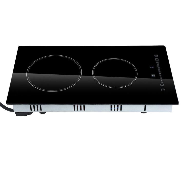 SKYSHALO Built in Electric Stove Top, 20 x 11.6 in. 2 Burners, 240 Volt Glass Radiant Cooktop with Sensor Touch Control