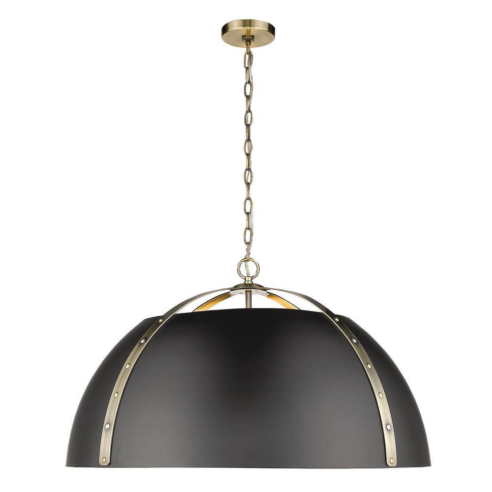 Aldrich Transitional 8-Light Oversized Dome Pendant in Aged Brass and Matte Black