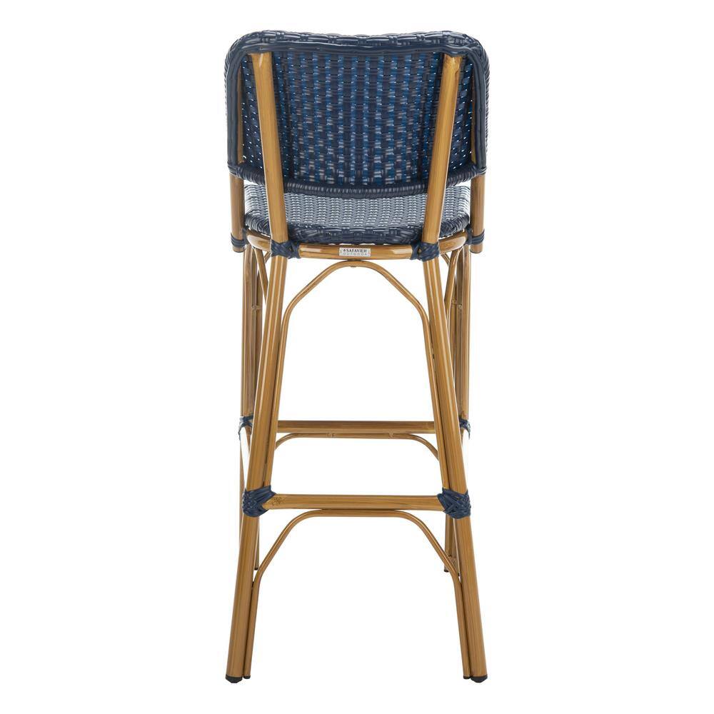 Tropical Chic Black PE Rattan High Back Bar Stool 17"x20"x41"