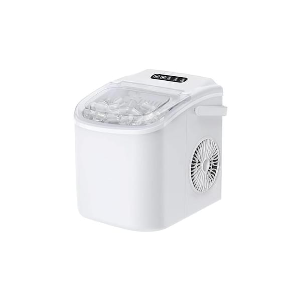 JEREMY CASS 8.82 in. Countertop Ice Maker with Handle Scoop in White