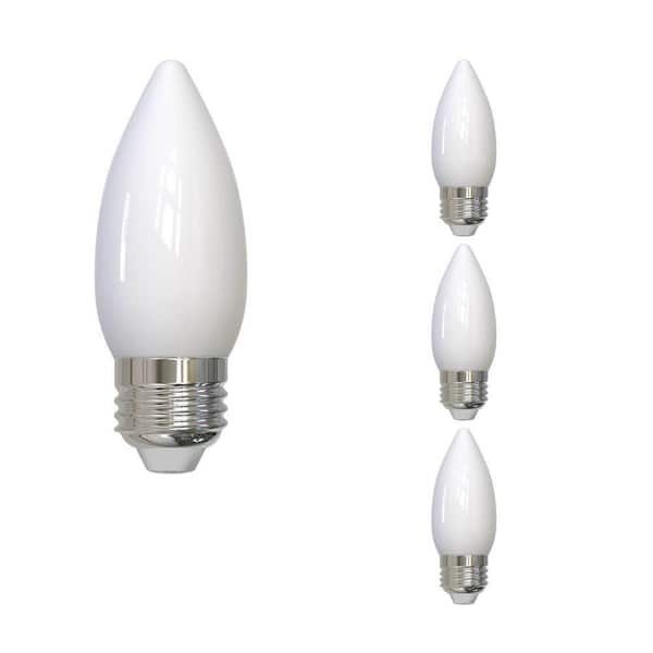 Bulbrite 60 - Watt Equivalent Soft White Light B11 (E26) Medium Screw Base Dimmable Milky 3000K LED Light Bulb (4-Pack)