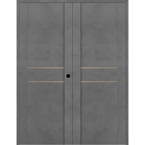 Belldinni Vona 01 2HN Gold 72 in. x 80 in. Left Hand Active Dark Urban Wood Composite Double Prehung Interior Door
