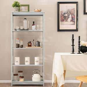 5-Tier Gray Pantry Organizer Kitchen Unit Storage Rack with Open Shelves