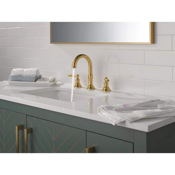 Roe 8 in. Widespread Double Handle Bathroom Sink Faucet in Brushed Gold