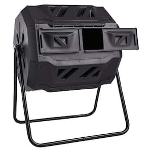 43 gal. Dual Chamber Compost Bin, Rotating Tumbler with 2 Sliding Doors, Steel Frame, BPA-Free Composter for Garden