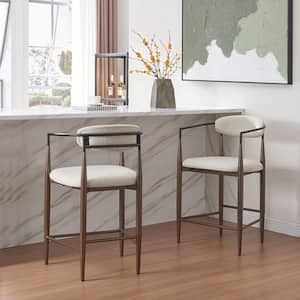 Boise 37.25 in. Beige Low Back Wood Counter Bar Stool (Set of 2) Extra Tall, Coffee Gold and Black