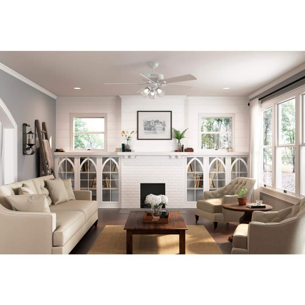 Hunter Crestfield 52 in. Indoor Fresh White Ceiling Fan with Light
