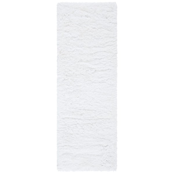 Ocean Shag 3 ft. x 8 ft. Ivory Solid Runner Rug