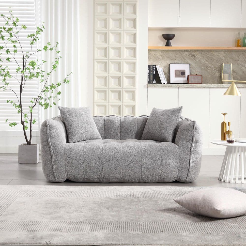 Grey Chenille Polyester Soft Beanbag Chair with High Resilience Foam Core for 2-People price history on PriceWatchPro