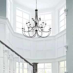 Boise 20 -Light Black Candle Style Classic Chandelier with Wrought Iron Accents