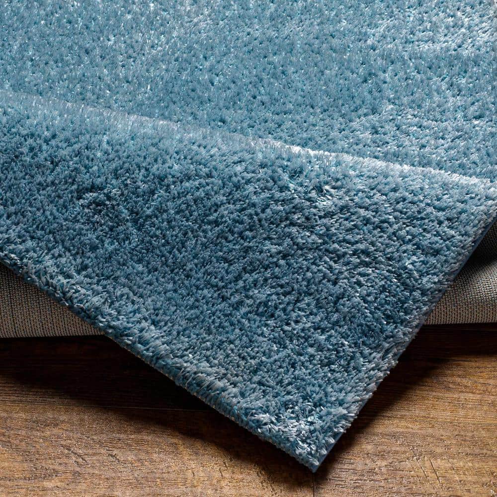 Heavenly Blue Plush Shag Rectangle Rug 7'10" x 10'