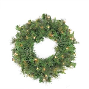 60 in. Pre-Lit LED Canyon Pine Artificial Christmas Wreath