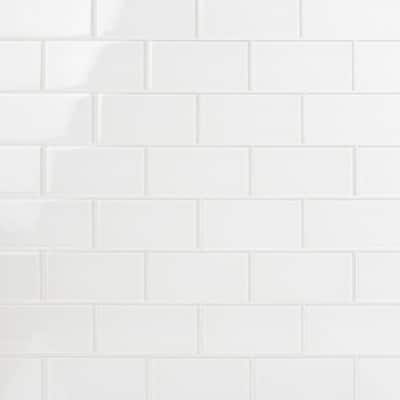 Contempo Bright White 3 in. x 6 in. x 8 mm Polished Glass Subway Floor and Wall Tile (32 pieces 4 sq.ft./Box)