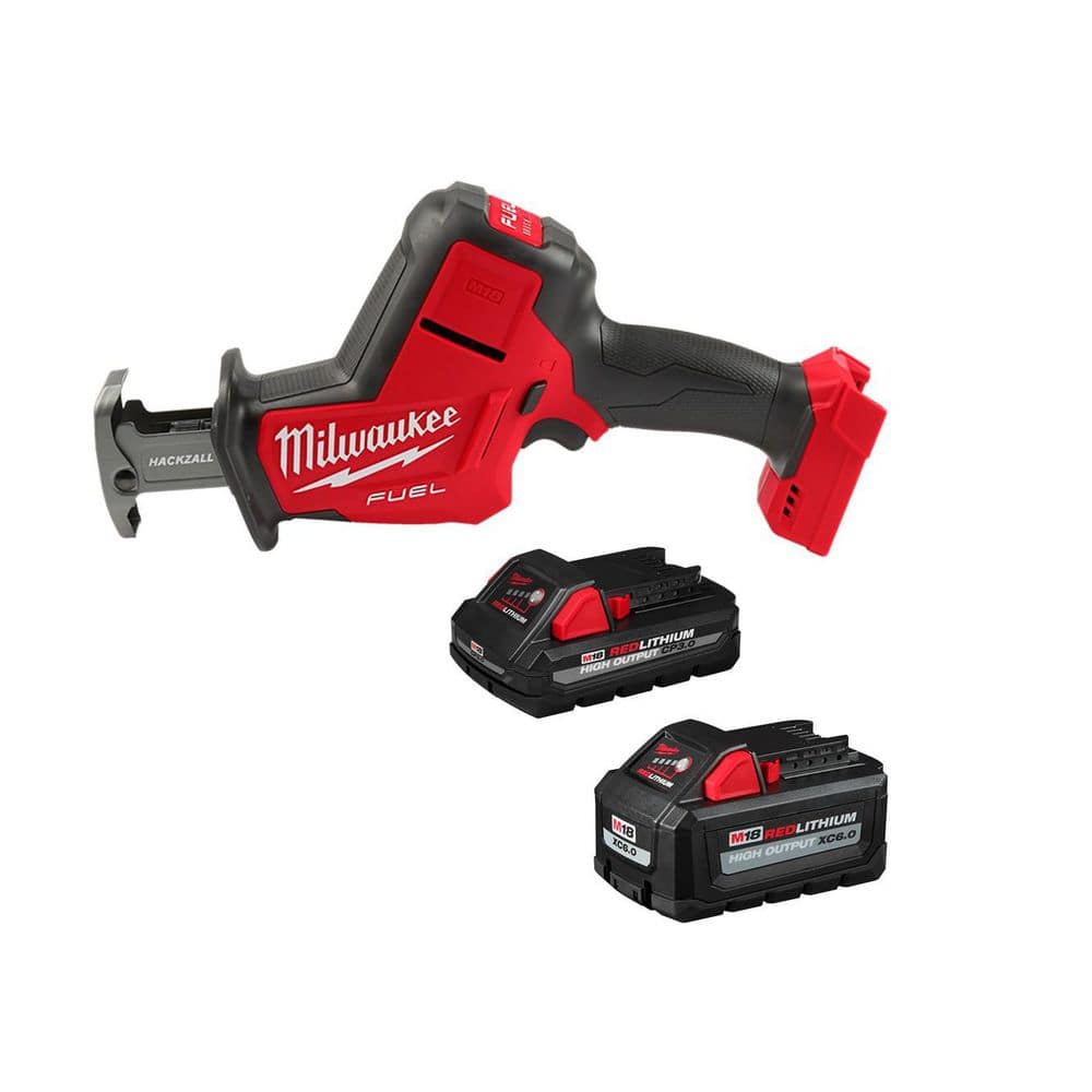 MILWAUKEE M18 FUEL 18V Lithium-Ion Brushless Cordless HACKZALL Reciprocating Saw w/ 6Ah & 3Ah High Output Battery Pack (2719-20-48-)