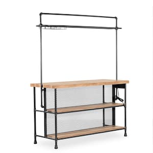 Roelle 77 in. Sand Black and Natural with Care Kit Metal Bar Table