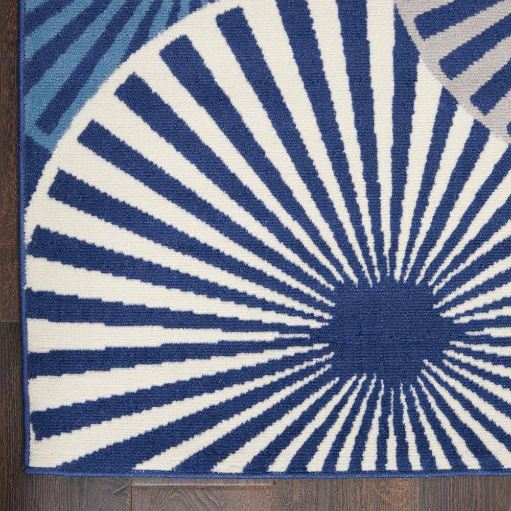 Reversible Hand-Knotted Navy Synthetic 8' x 10' Area Rug