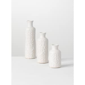 10", 7.5", and 5.5" Textured Ceramic Bottle Vase (Set of 3)