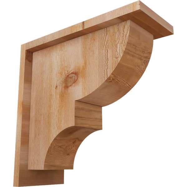 Ekena Millwork 6 in. x 14 in. x 14 in. Western Red Cedar Ridgewood Rough Sawn Corbel with Backplate