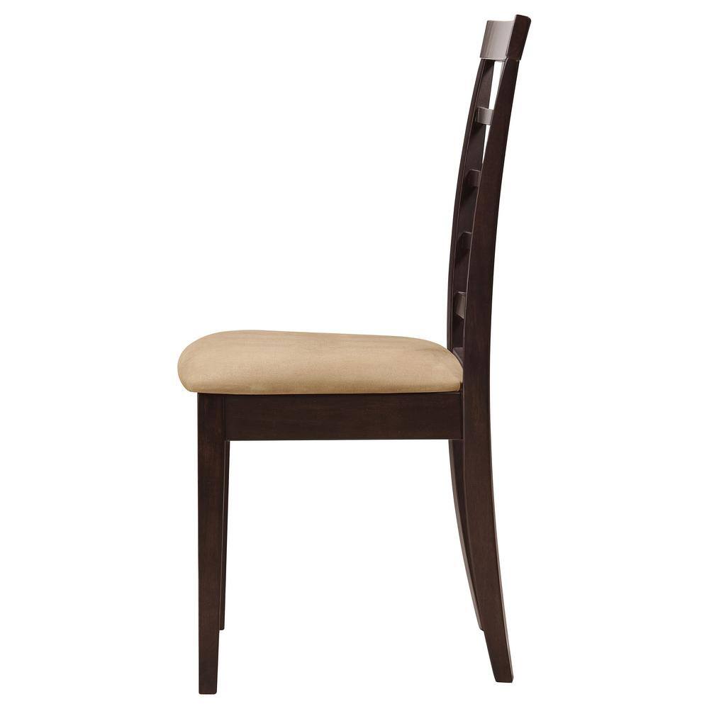 High-Back Traditional Beige Microfiber Upholstered Side Chair