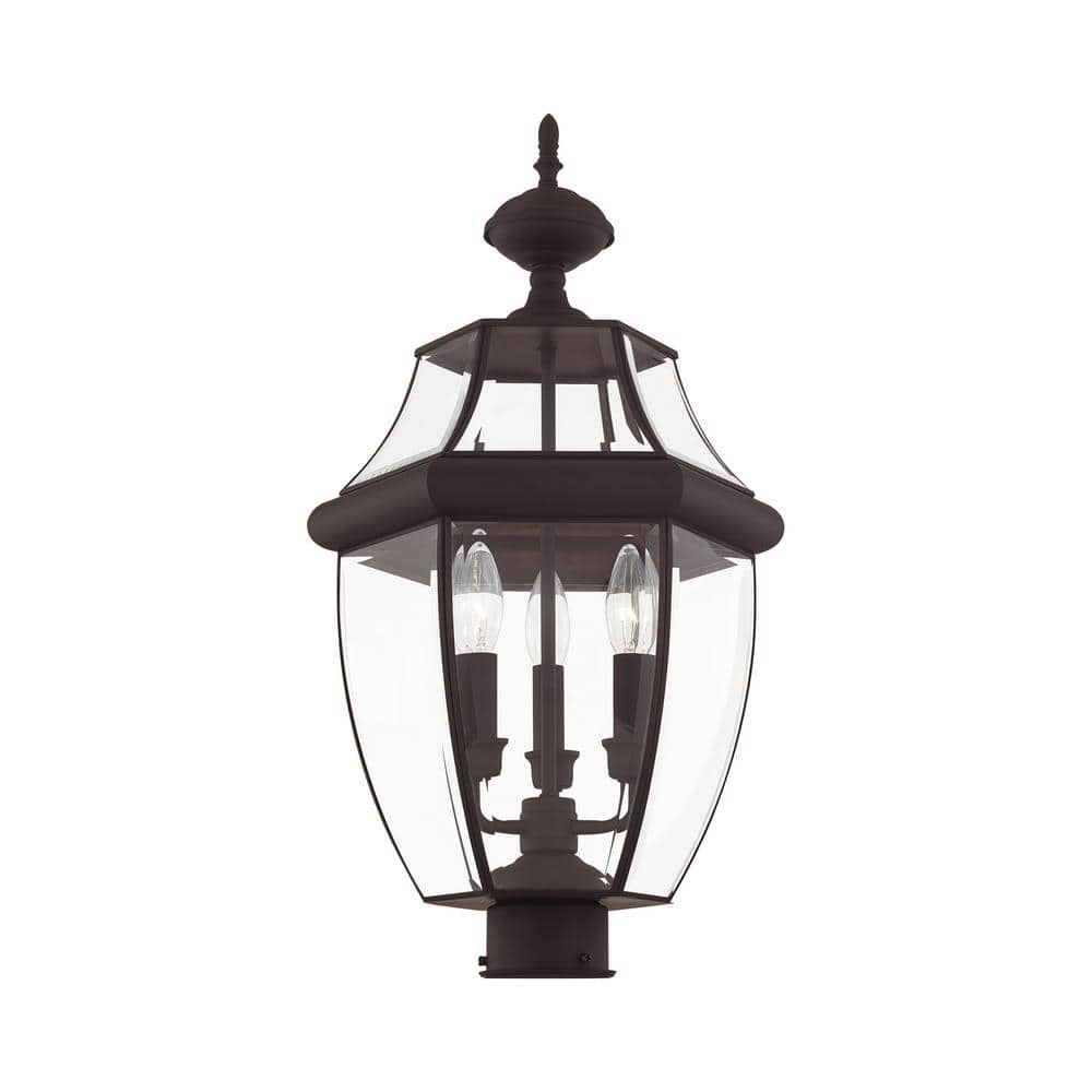 Monterey Bronze Outdoor Post Lantern with Clear Beveled Glass