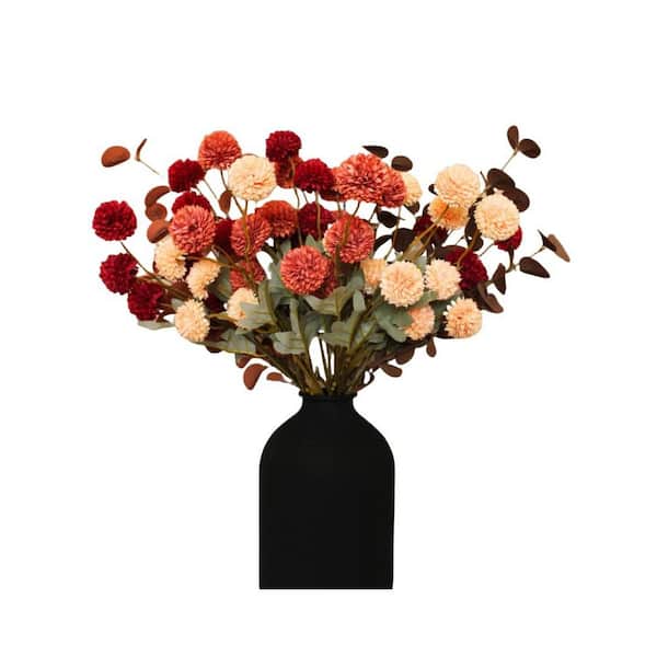 Terracotta Floral Silk 15in Stem 12-Piece,Vase Fillers,red.